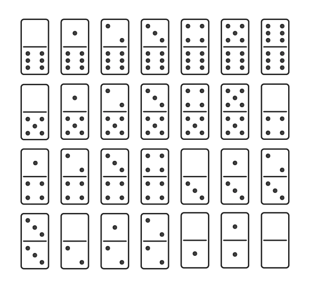 inventaire d'un jeu de dominos